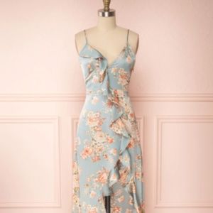 Ignatia Blue | Backless Floral Maxi Dress